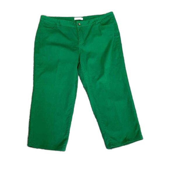 Coldwater Creek Natural Fit Grass Green Denim Jean Style Capri Pants Size 16 - Picture 1 of 14